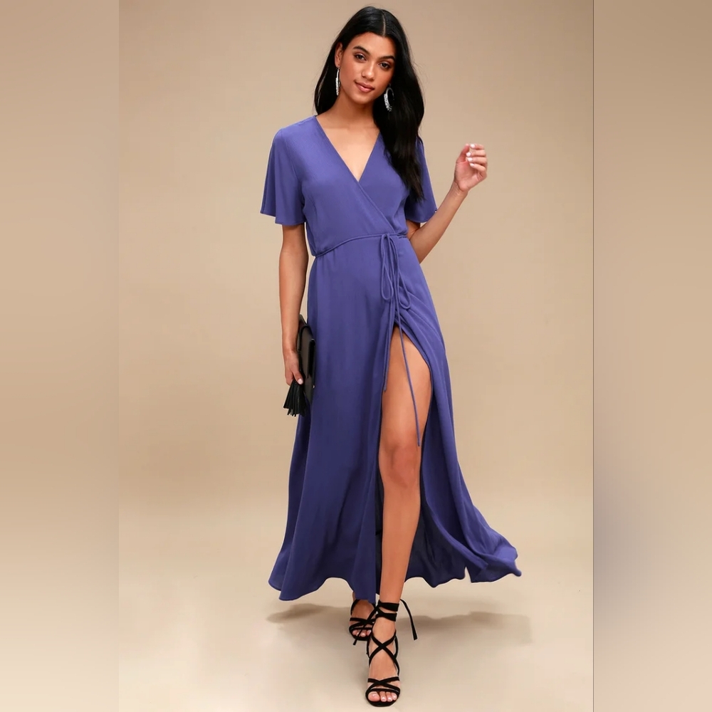Lulu's blue wrap maxi dress